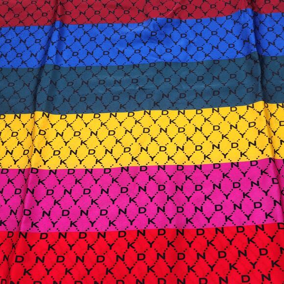 DKNY Rainbow Stripe Logo Tank Mini Dress Spaghetti Strap Red Yellow Pink Large - Picture 5 of 10